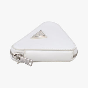 Vintage Prada Triangle Chain Pouch White Leather  shoulderbag | stylenewstar