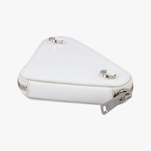 Vintage Prada Triangle Chain Pouch White Leather  shoulderbag | stylenewstar