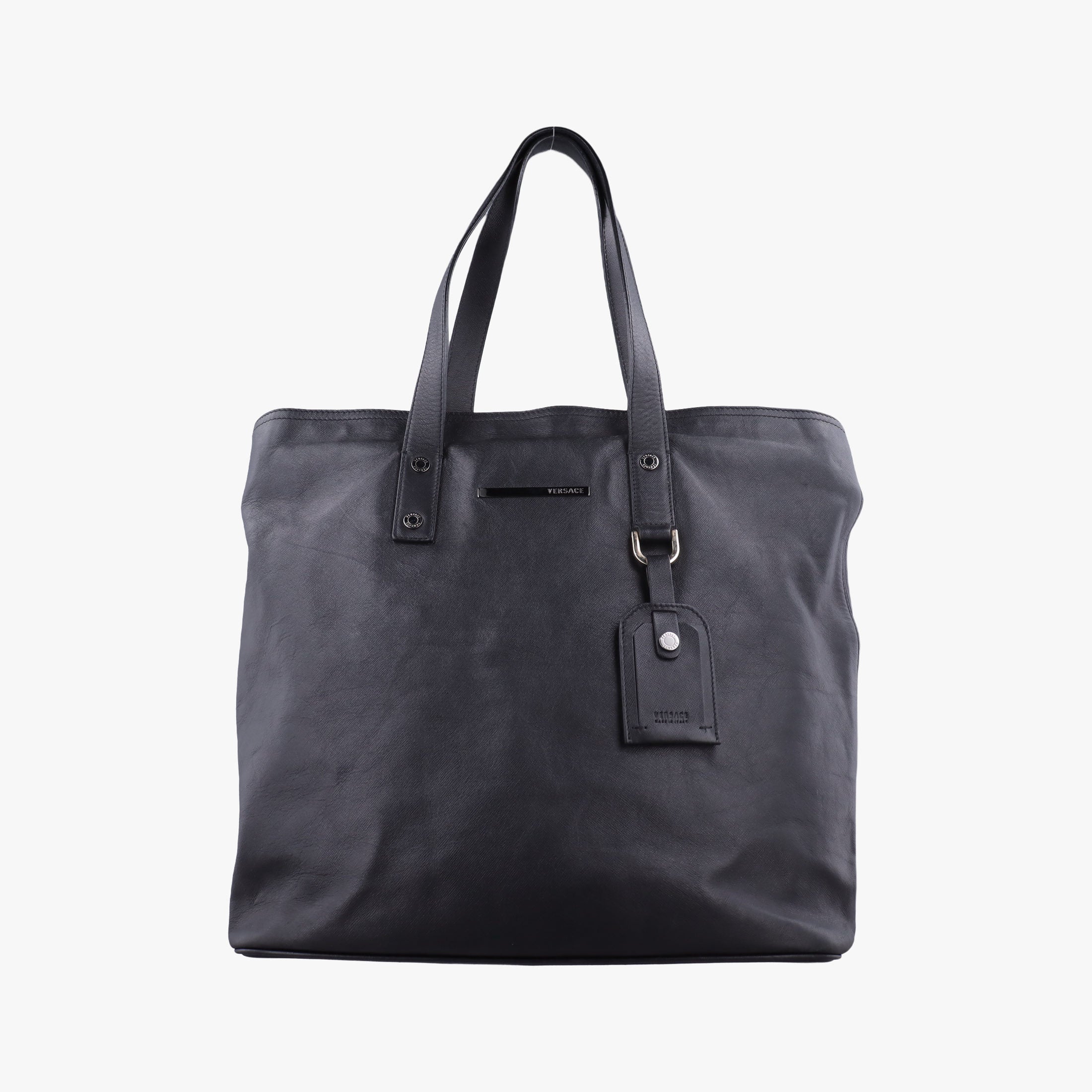 Pre-owned VERSACE Tote Black Leather  handbag | stylenewstar