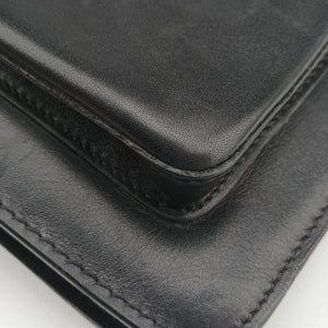 Pre-owned VERSACE Embossed Logo Top Handle Messenger Black Leather  shoulderbag | stylenewstar