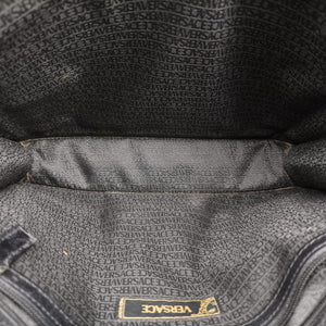 Pre-owned VERSACE Embossed Logo Top Handle Messenger Black Leather  shoulderbag | stylenewstar