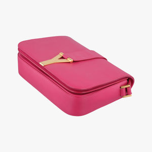 Pre-owned Yves Saint Laurent Y Ligne Rose Leather 311214 shoulderbag | stylenewstar