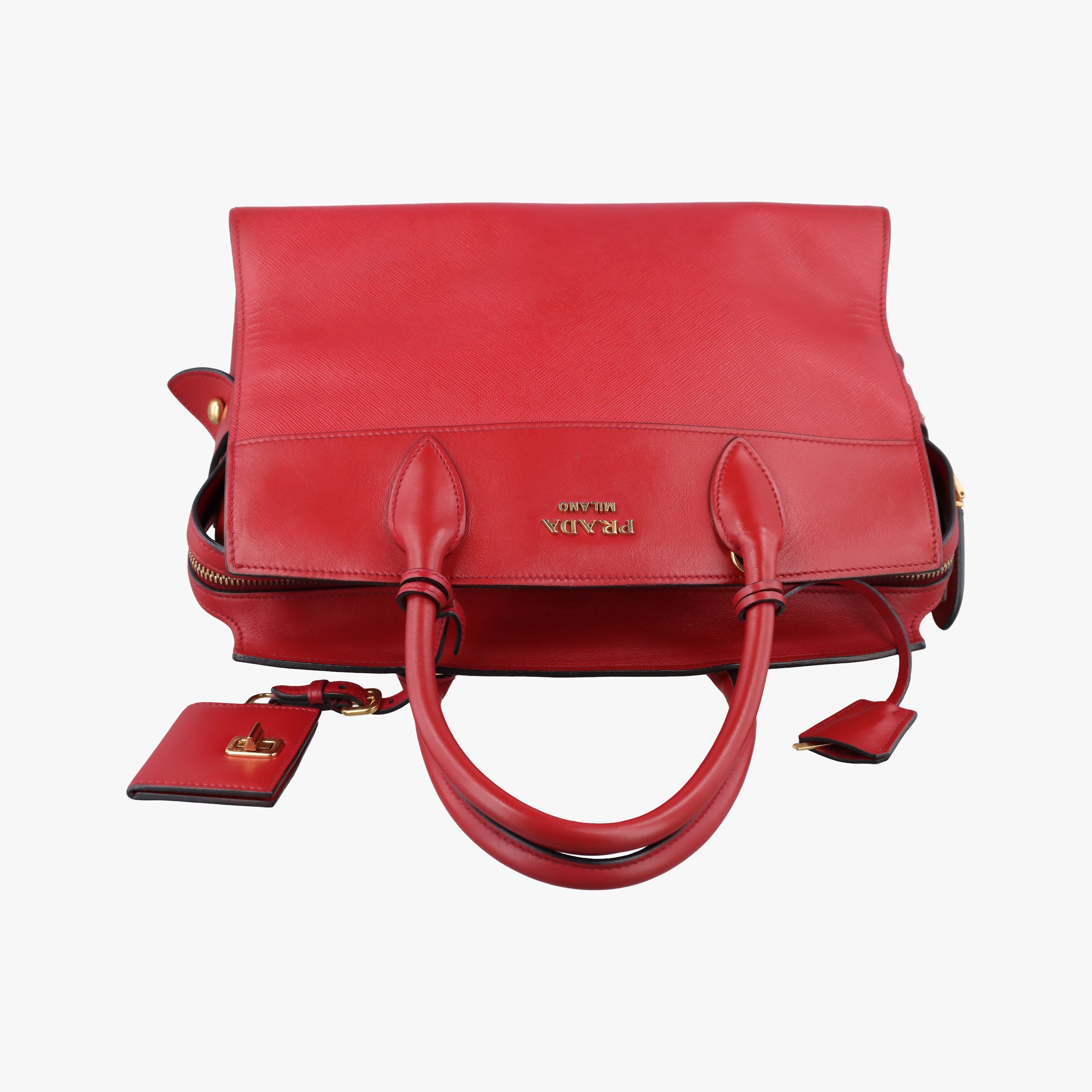 Pre-owned Prada Esplanade Red SAFFIANO Leather 1BA046 handbag | stylenewstar