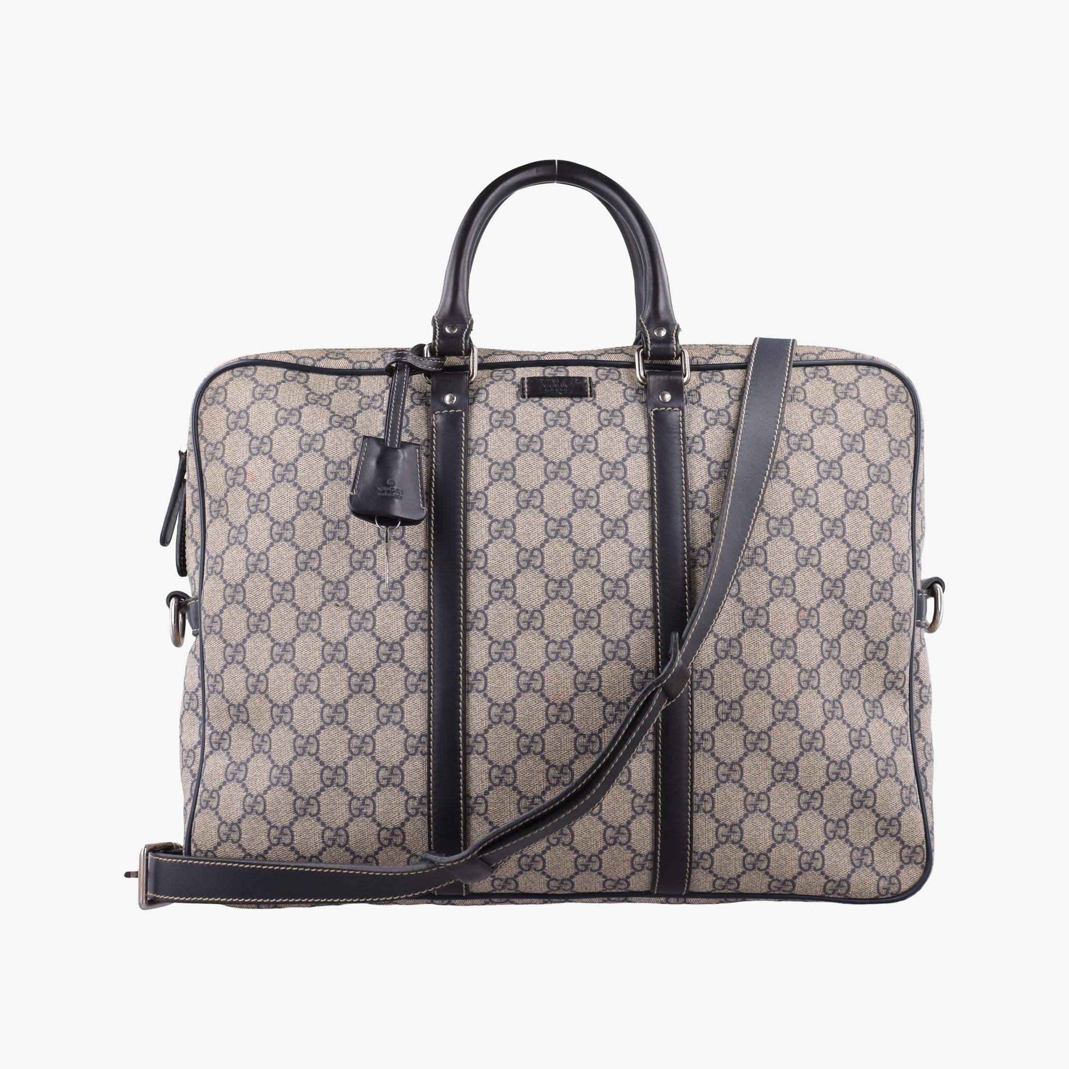 Pre-owned Gucci Diamante Beige×Black PVC coated canvas x Leather 208463 shoulderbag | stylenewstar