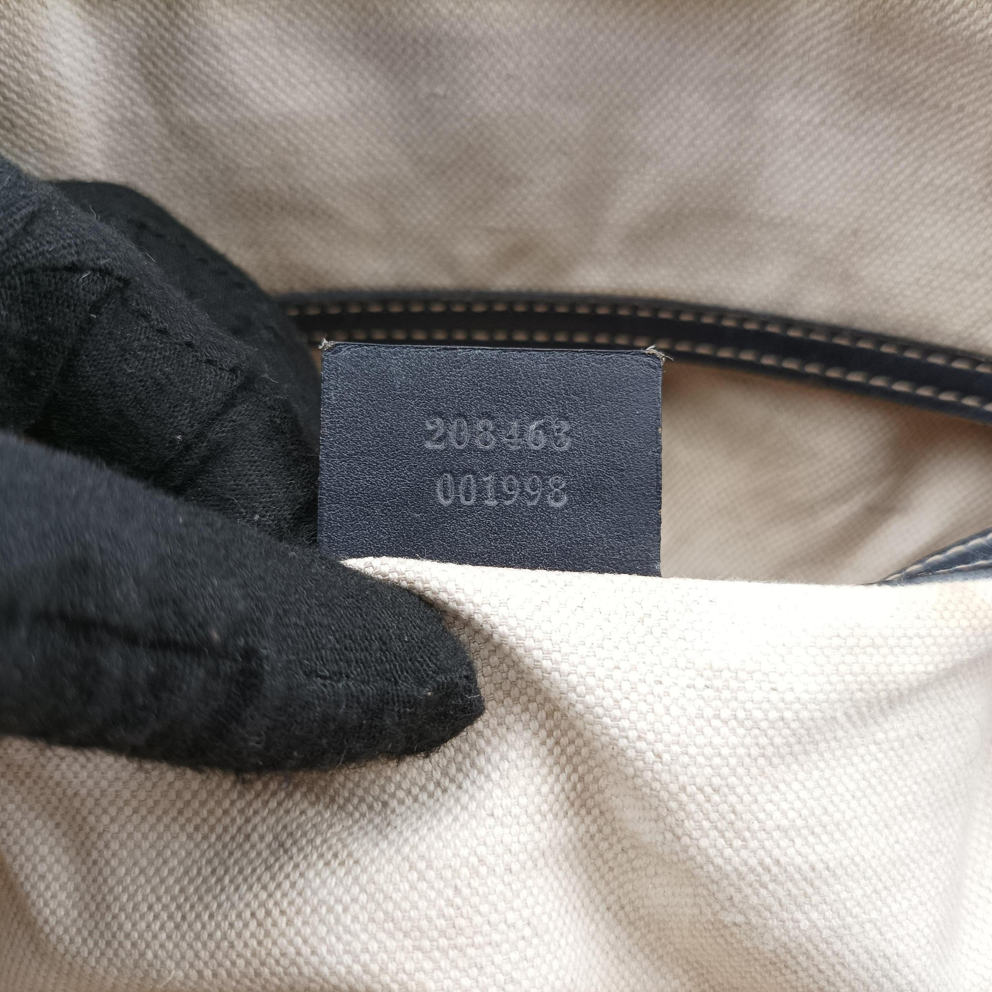 Pre-owned Gucci Diamante Beige×Black PVC coated canvas x Leather 208463 shoulderbag | stylenewstar