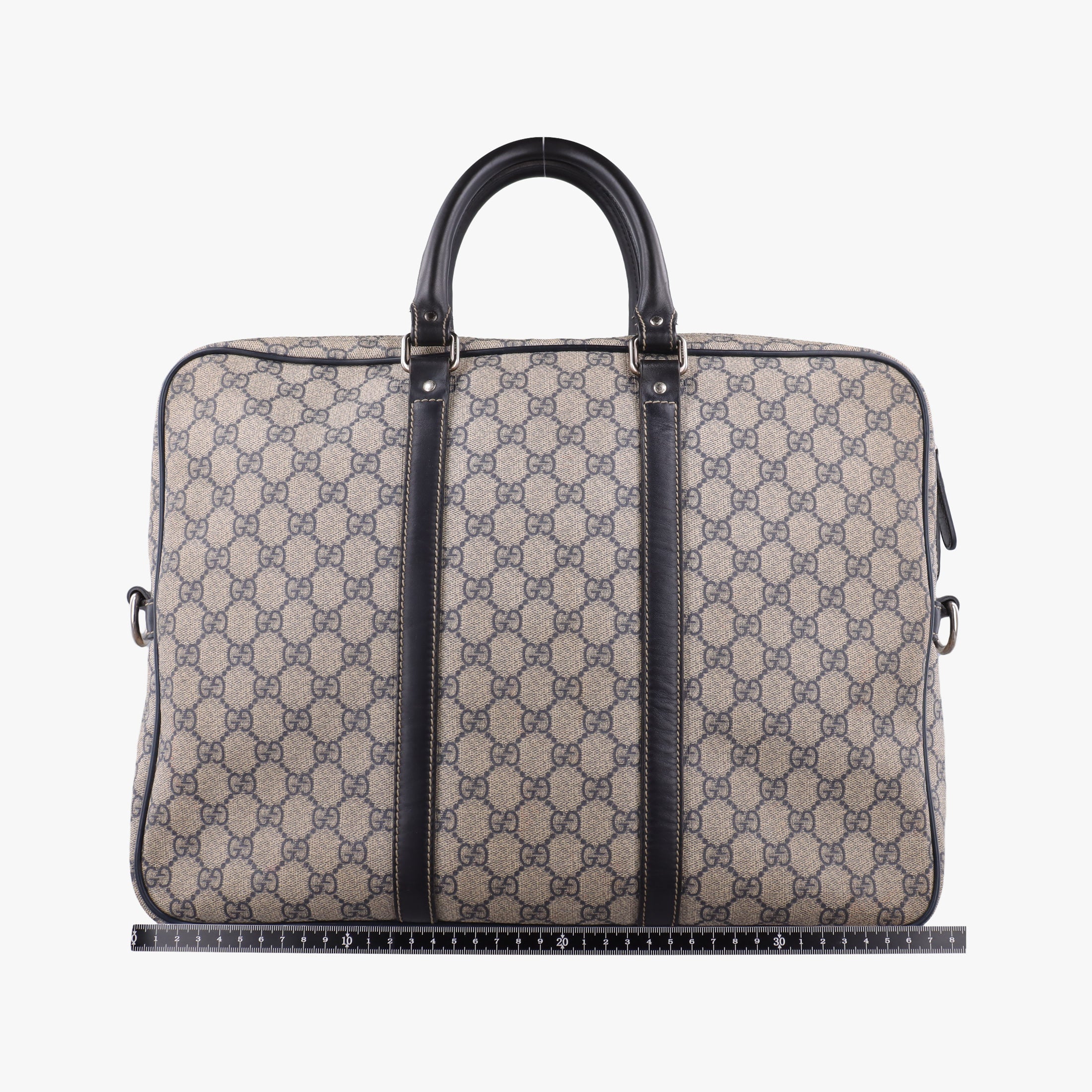 Pre-owned Gucci Diamante Beige×Black PVC coated canvas x Leather 208463 shoulderbag | stylenewstar