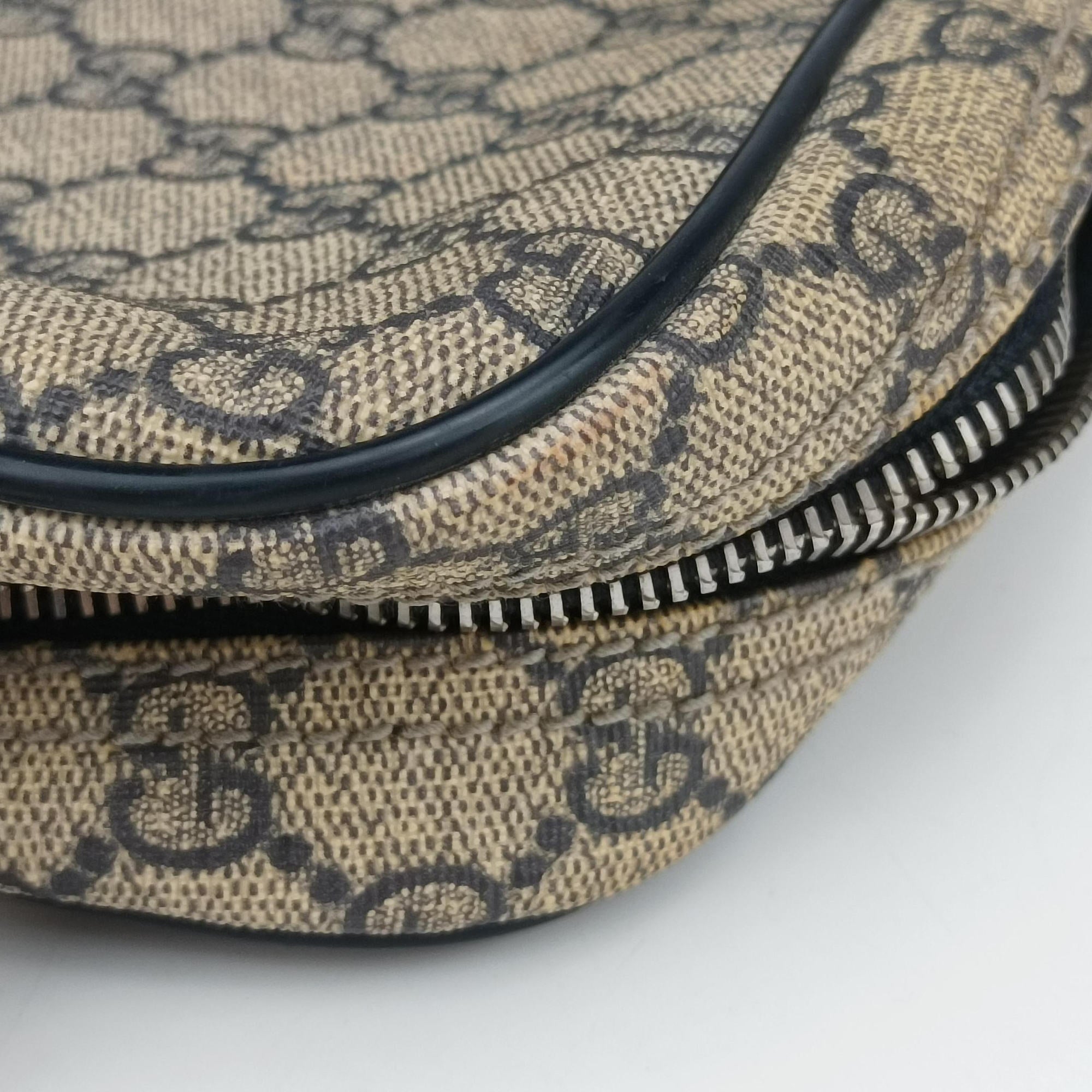 Pre-owned Gucci Diamante Beige×Black PVC coated canvas x Leather 208463 shoulderbag | stylenewstar