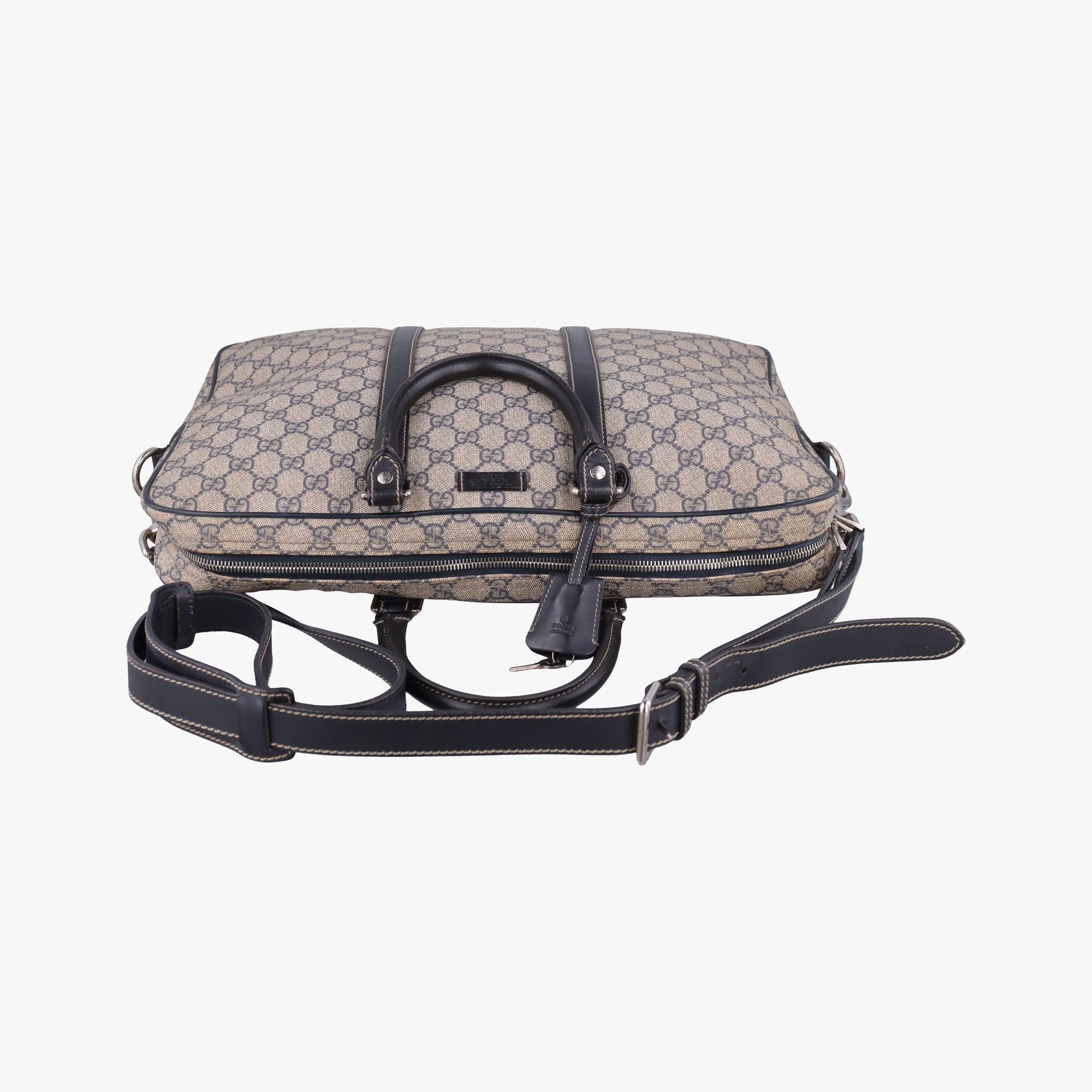 Pre-owned Gucci Diamante Beige×Black PVC coated canvas x Leather 208463 shoulderbag | stylenewstar