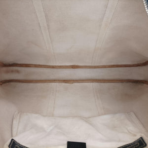 Pre-owned Gucci Diamante Beige×Black PVC coated canvas x Leather 208463 shoulderbag | stylenewstar