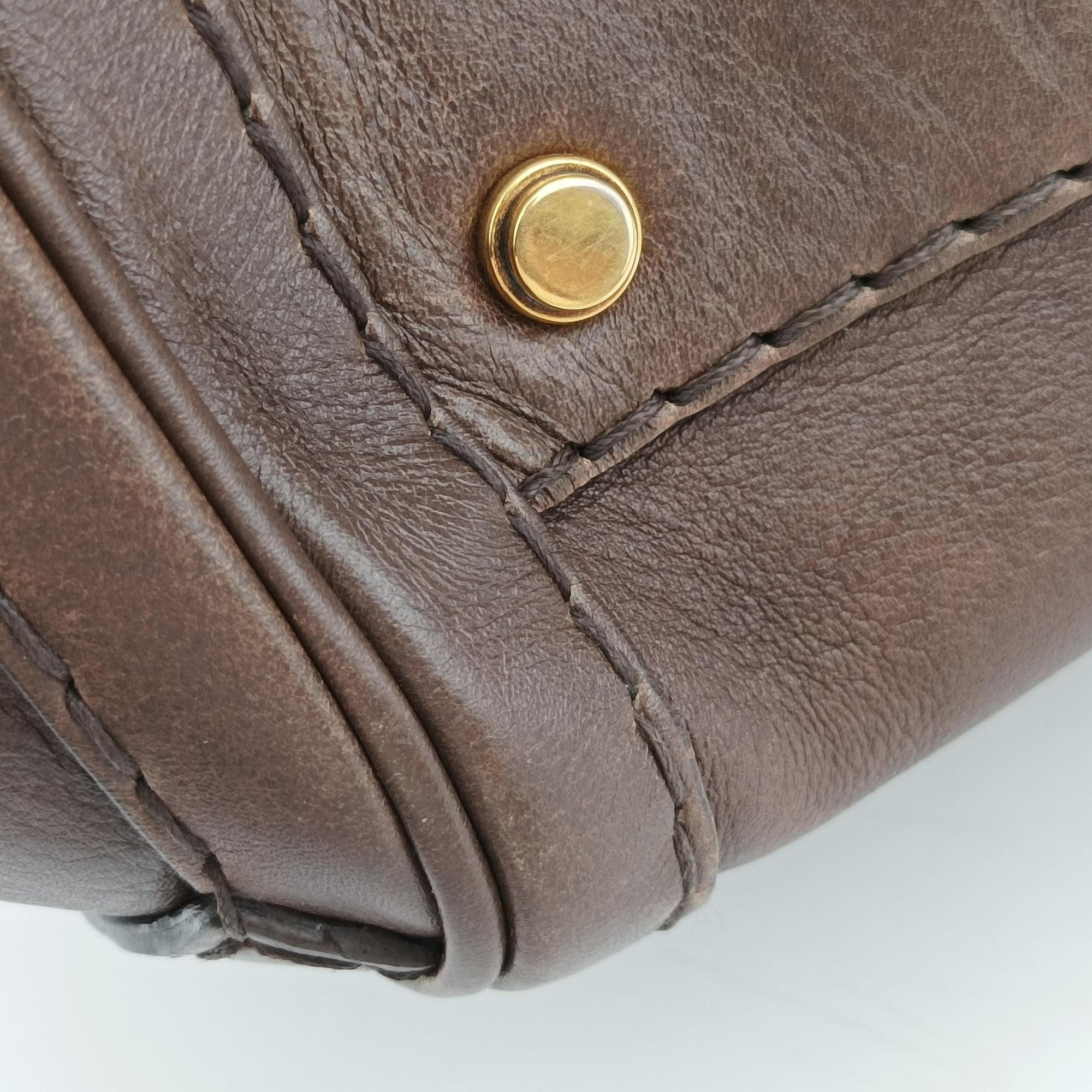 Pre-owned Gucci GG Running Camel Leather 247183 handbag | stylenewstar