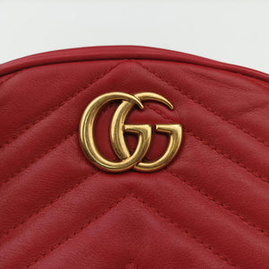 Pre-owned Gucci GG Marmont Red Leather 476434 bum bag/waist bag | stylenewstar