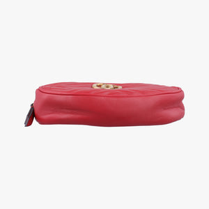 Pre-owned Gucci GG Marmont Red Leather 476434 bum bag/waist bag | stylenewstar