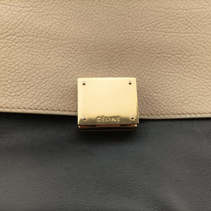 Pre-owned Celine Trapeze Beige×black×blue Suede × leather  shoulderbag | stylenewstar