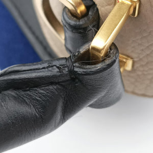 Pre-owned Celine Trapeze Beige×black×blue Suede × leather  shoulderbag | stylenewstar