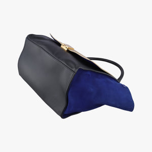 Pre-owned Celine Trapeze Beige×black×blue Suede × leather  shoulderbag | stylenewstar