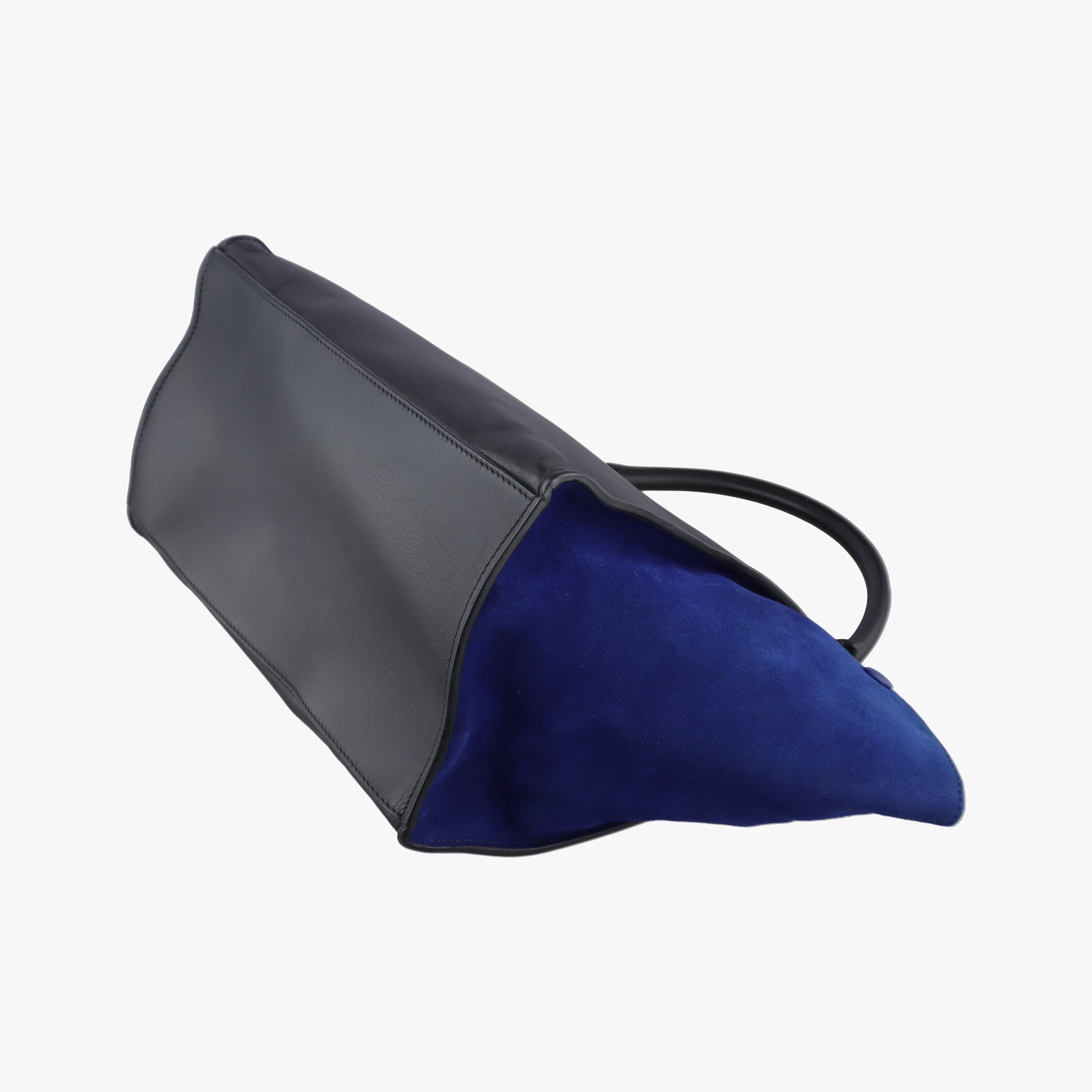 Pre-owned Celine Trapeze Beige×black×blue Suede × leather  shoulderbag | stylenewstar