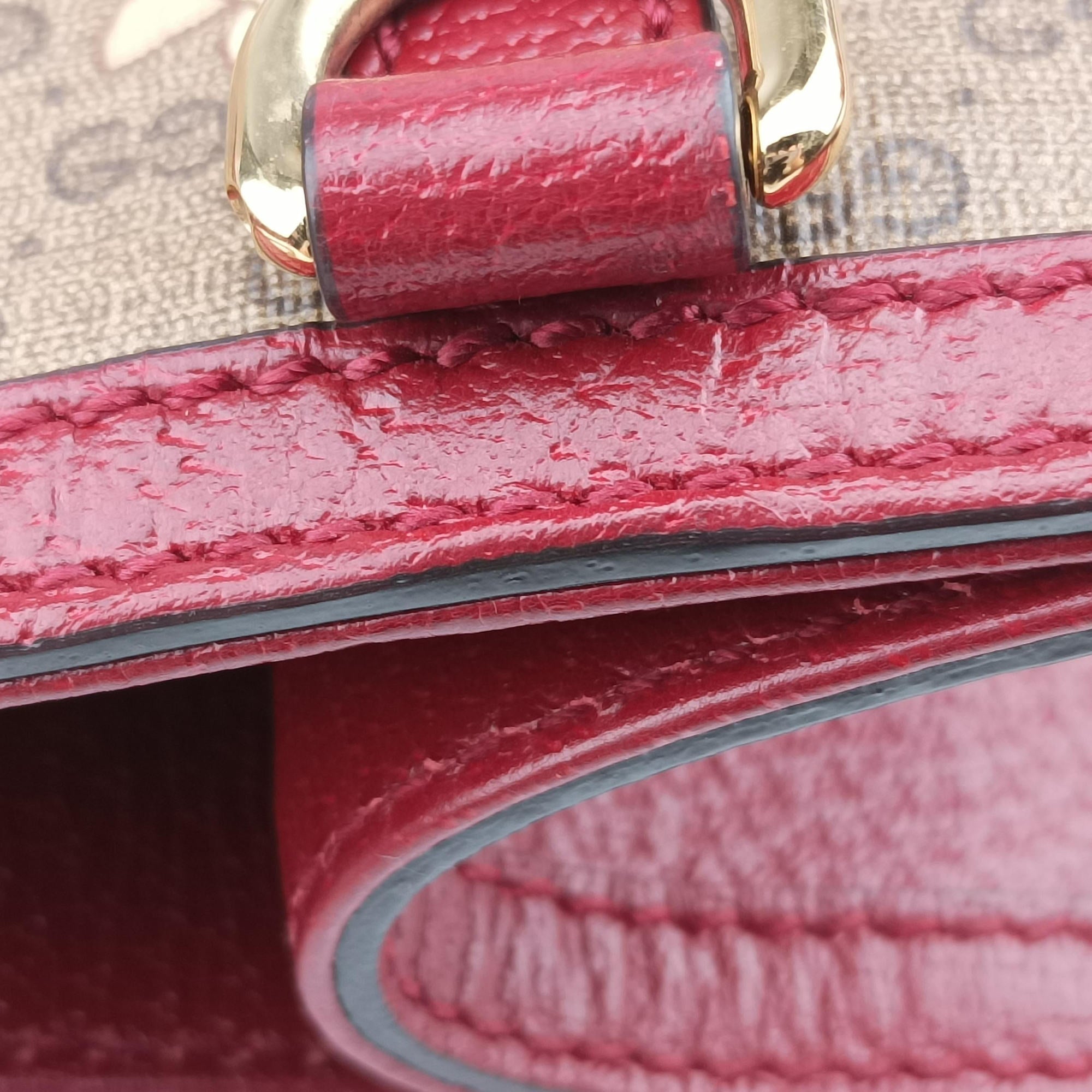 Pre-owned Gucci Doraemon Gucci Lunar New Year Beige Monogram × Cherry Red GG Supreme Canvas × Calfskin Leather 653952 shoulderbag | stylenewstar
