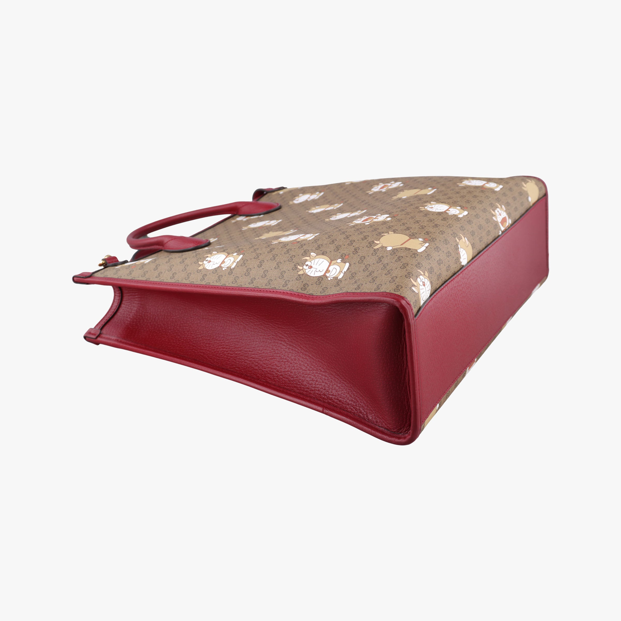 Pre-owned Gucci Doraemon Gucci Lunar New Year Beige Monogram × Cherry Red GG Supreme Canvas × Calfskin Leather 653952 shoulderbag | stylenewstar
