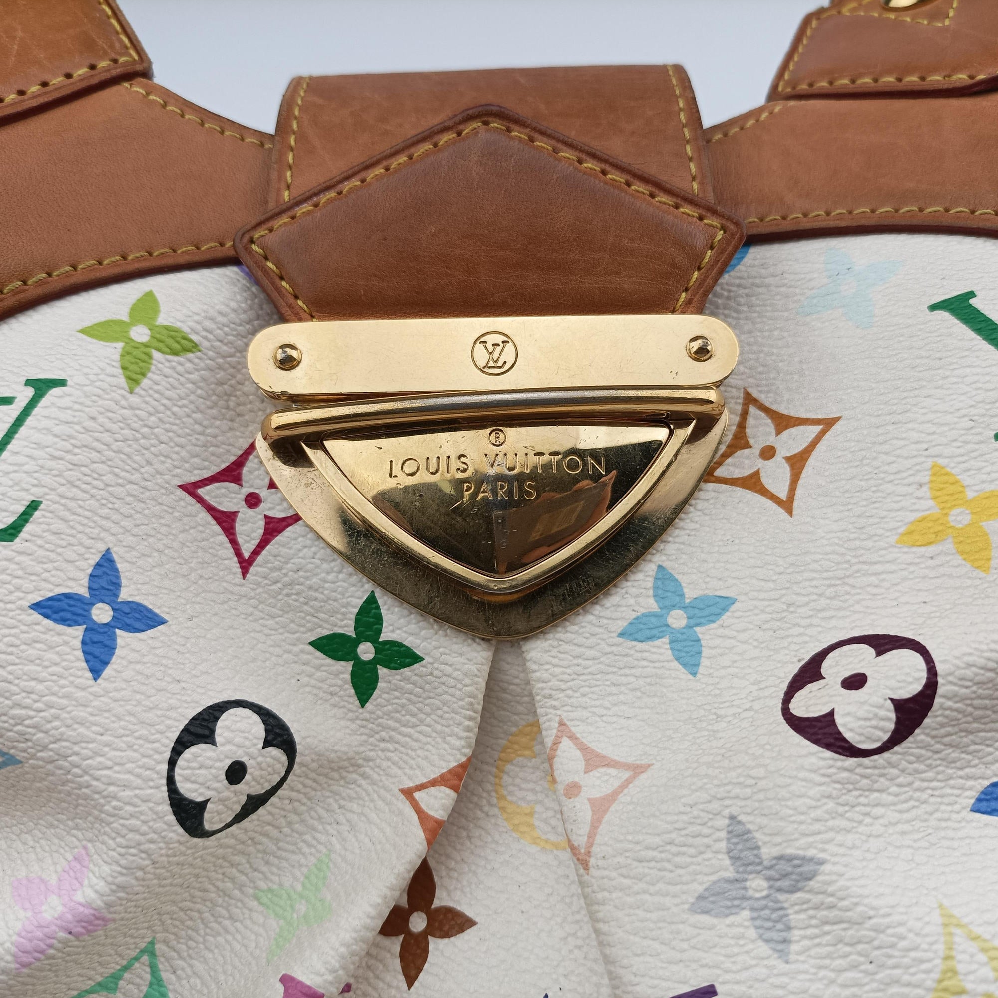 Pre-owned Louis Vuitton URSULA white Monogram Multicolor M40123 handbag | stylenewstar