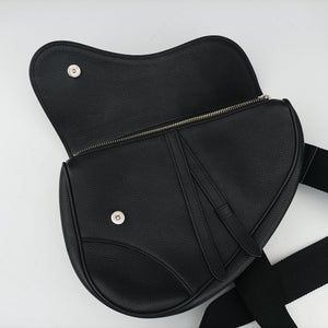 Pre-owned Christian Dior Saddle Black Leather  shoulderbag | stylenewstar