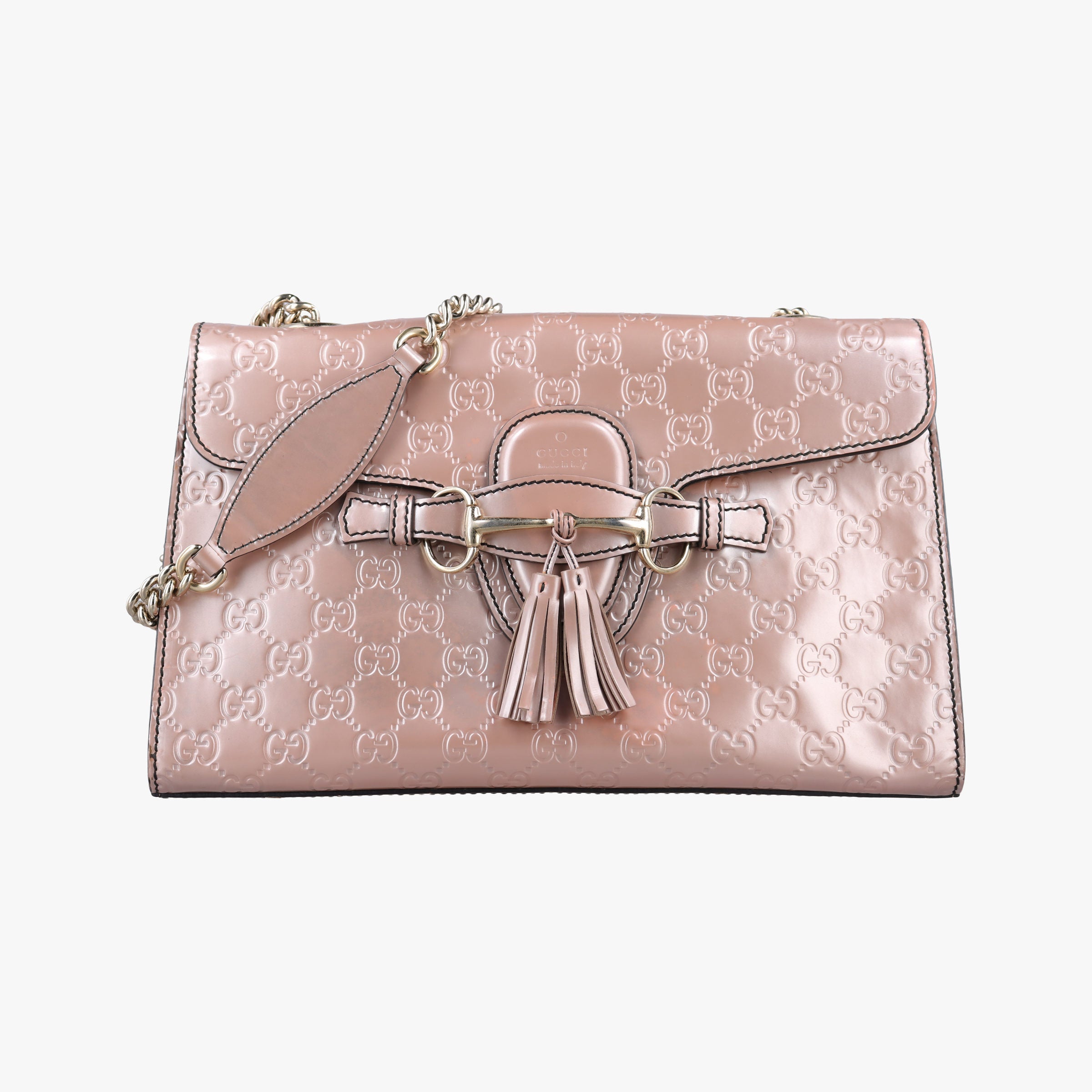 Pre-owned Gucci Emily Pink Patent Leather 295402 shoulderbag | stylenewstar