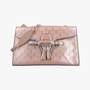 Pre-owned Gucci Emily Pink Patent Leather 295402 shoulderbag | stylenewstar