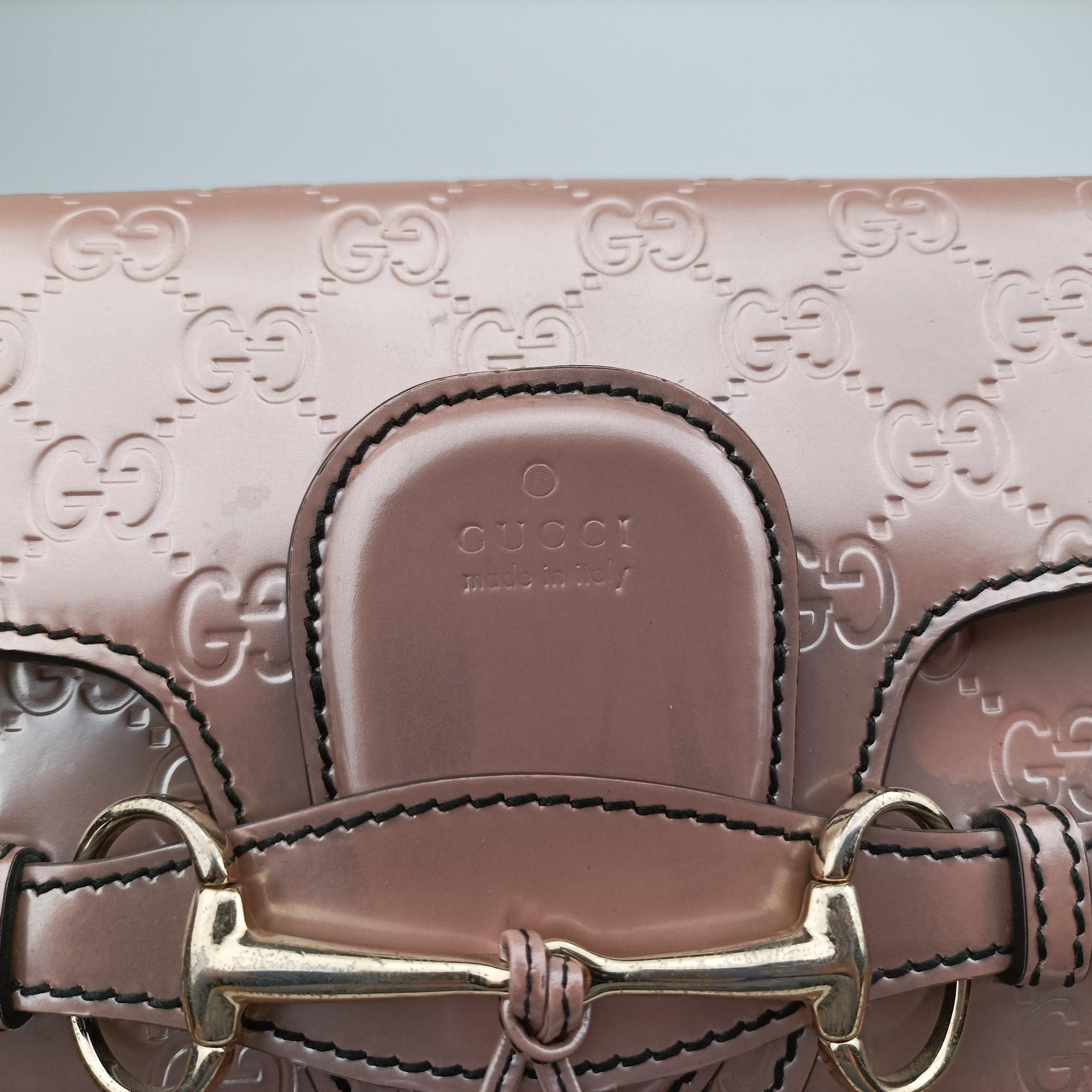 Pre-owned Gucci Emily Pink Patent Leather 295402 shoulderbag | stylenewstar