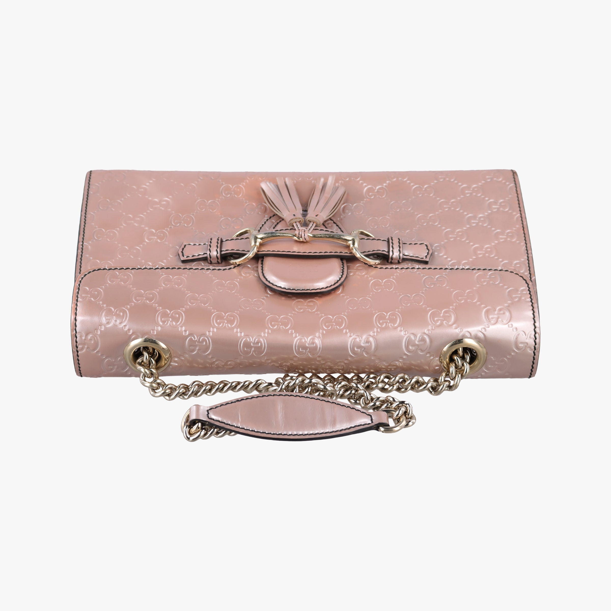 Pre-owned Gucci Emily Pink Patent Leather 295402 shoulderbag | stylenewstar