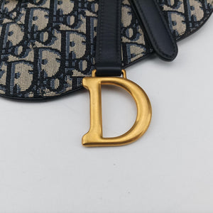 Pre-owned Christian Dior Saddlebags Gray×Navy Jacquard×Leather  bum bag/waist bag | stylenewstar