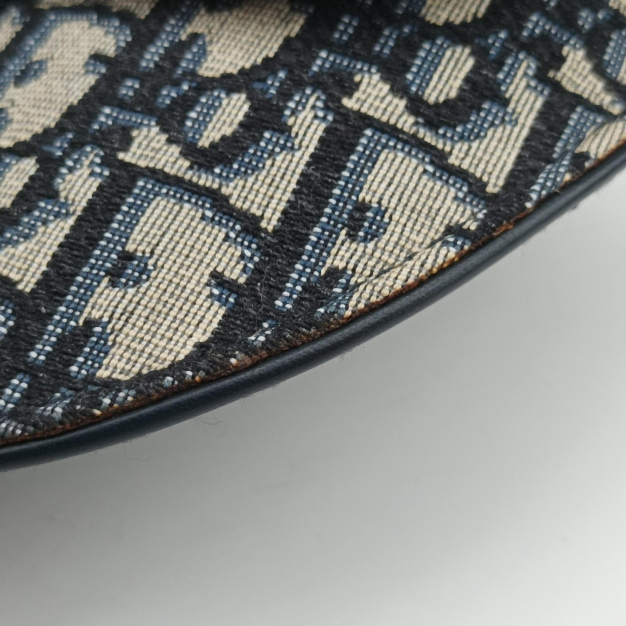 Pre-owned Christian Dior Saddlebags Gray×Navy Jacquard×Leather  bum bag/waist bag | stylenewstar