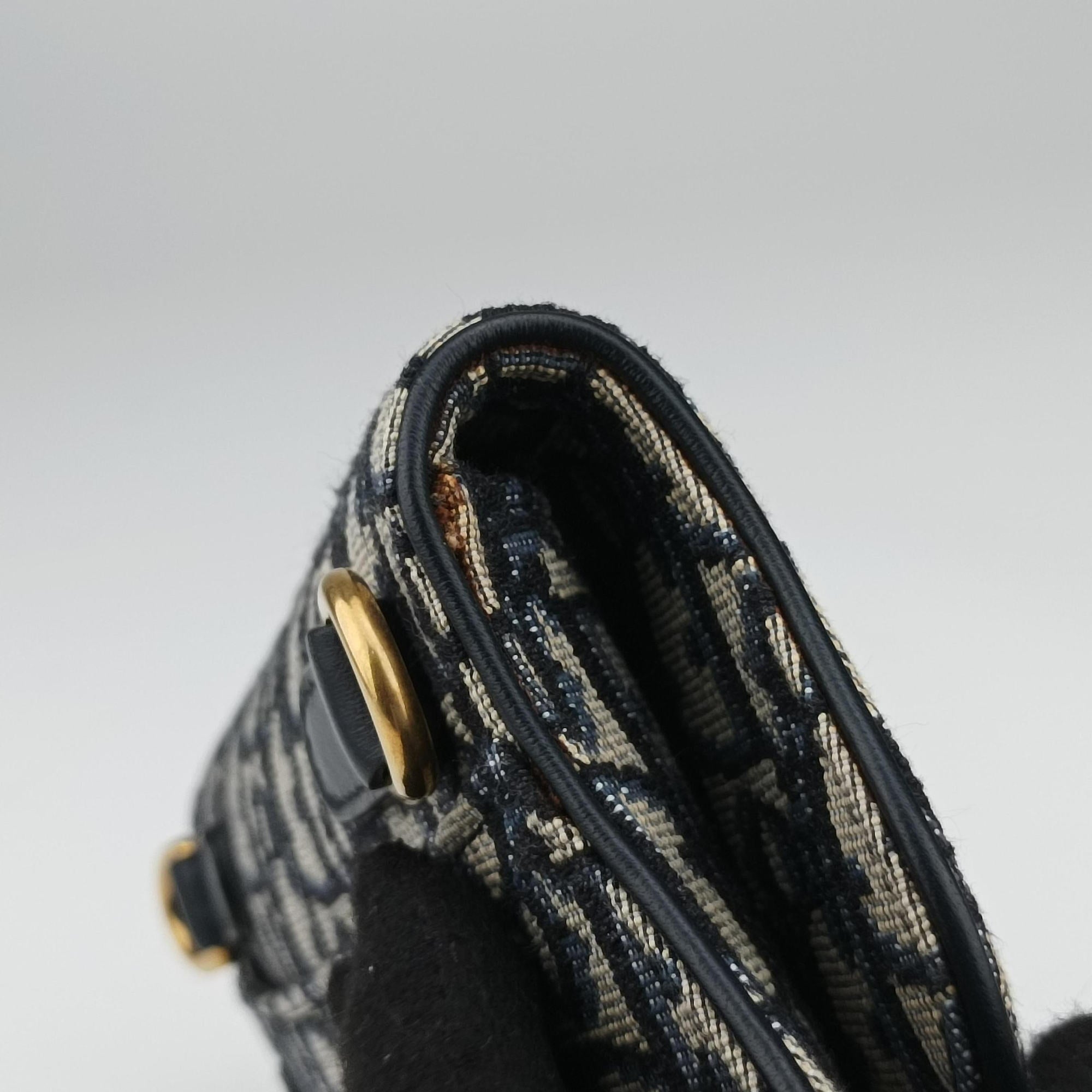 Pre-owned Christian Dior Saddlebags Gray×Navy Jacquard×Leather  bum bag/waist bag | stylenewstar