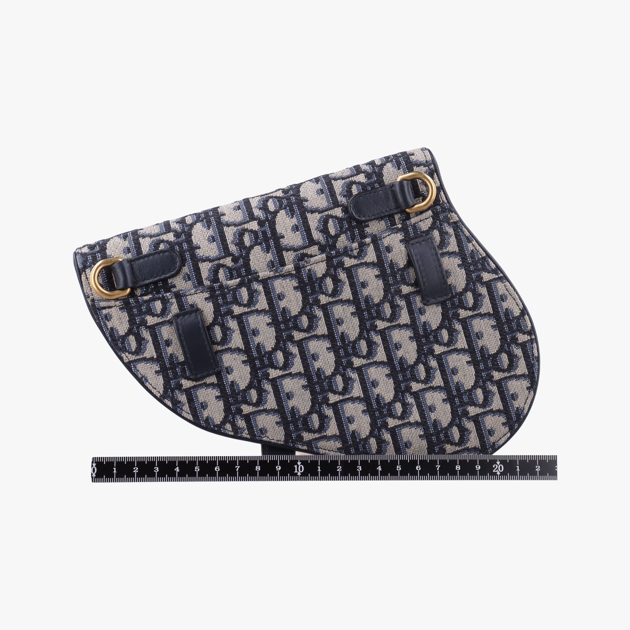 Pre-owned Christian Dior Saddlebags Gray×Navy Jacquard×Leather  bum bag/waist bag | stylenewstar