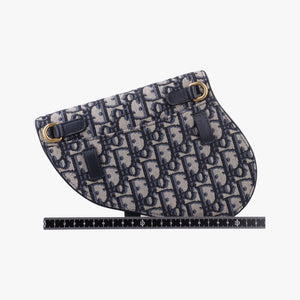 Pre-owned Christian Dior Saddlebags Gray×Navy Jacquard×Leather  bum bag/waist bag | stylenewstar