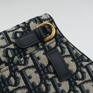 Pre-owned Christian Dior Saddlebags Gray×Navy Jacquard×Leather  bum bag/waist bag | stylenewstar