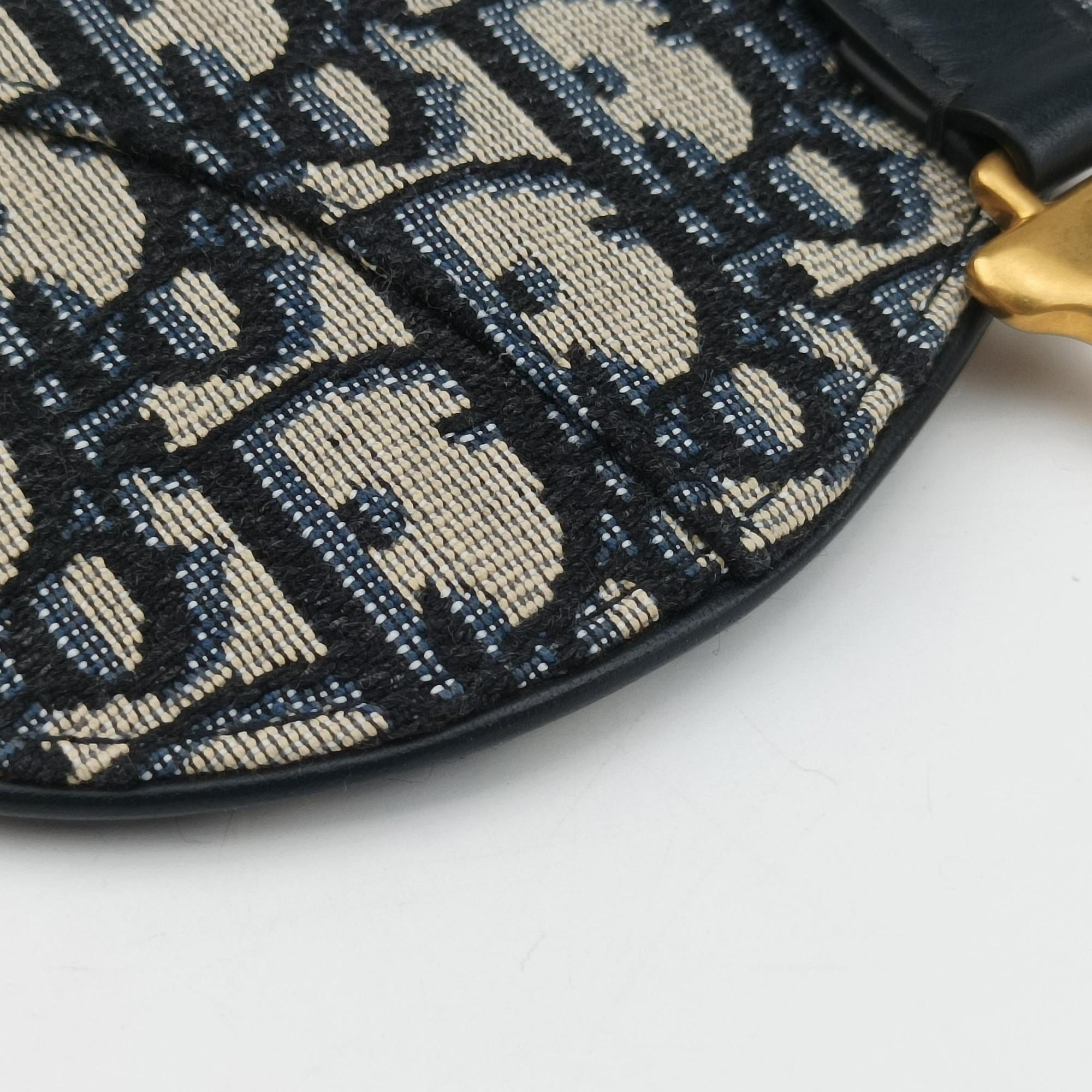 Pre-owned Christian Dior Saddlebags Gray×Navy Jacquard×Leather  bum bag/waist bag | stylenewstar