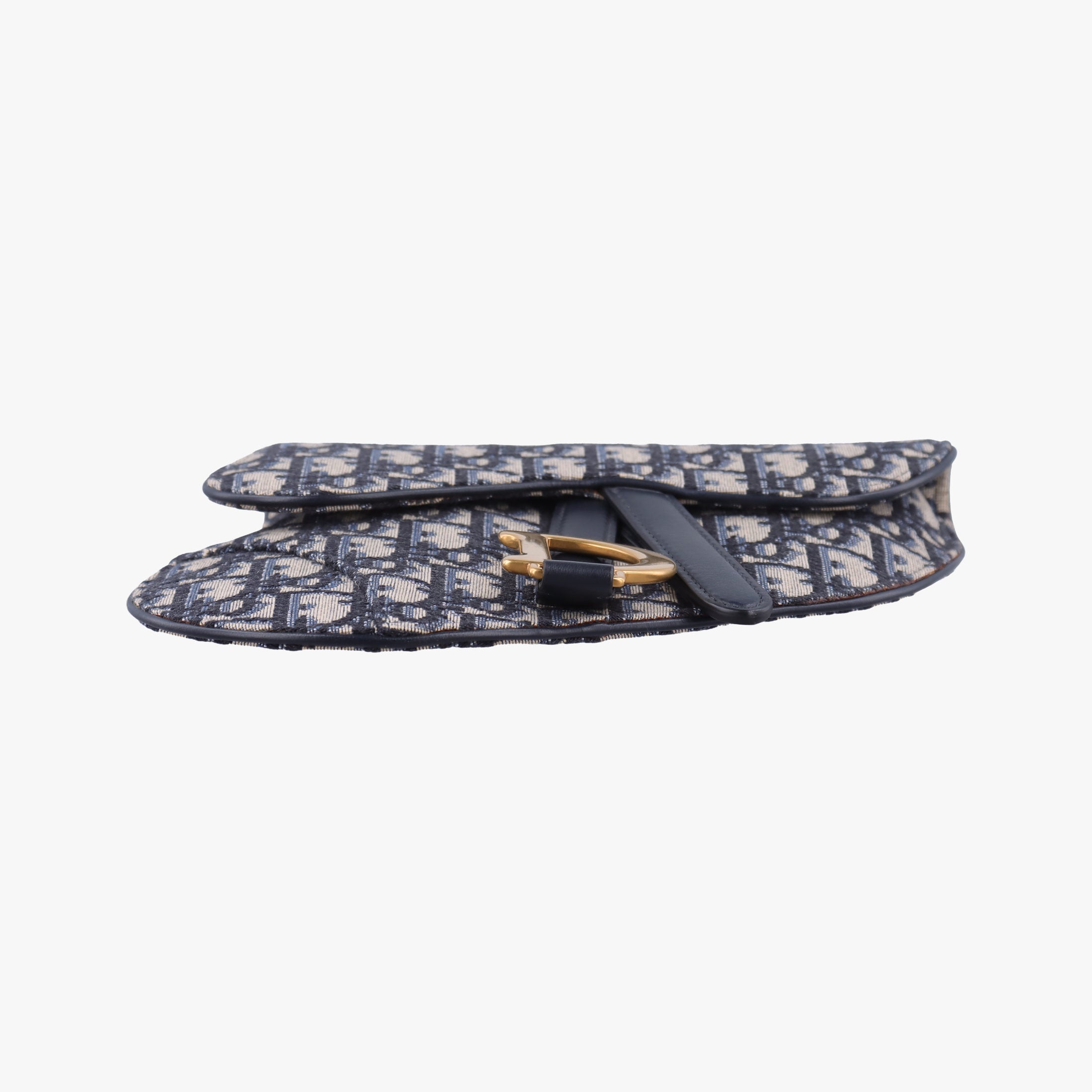 Pre-owned Christian Dior Saddlebags Gray×Navy Jacquard×Leather  bum bag/waist bag | stylenewstar