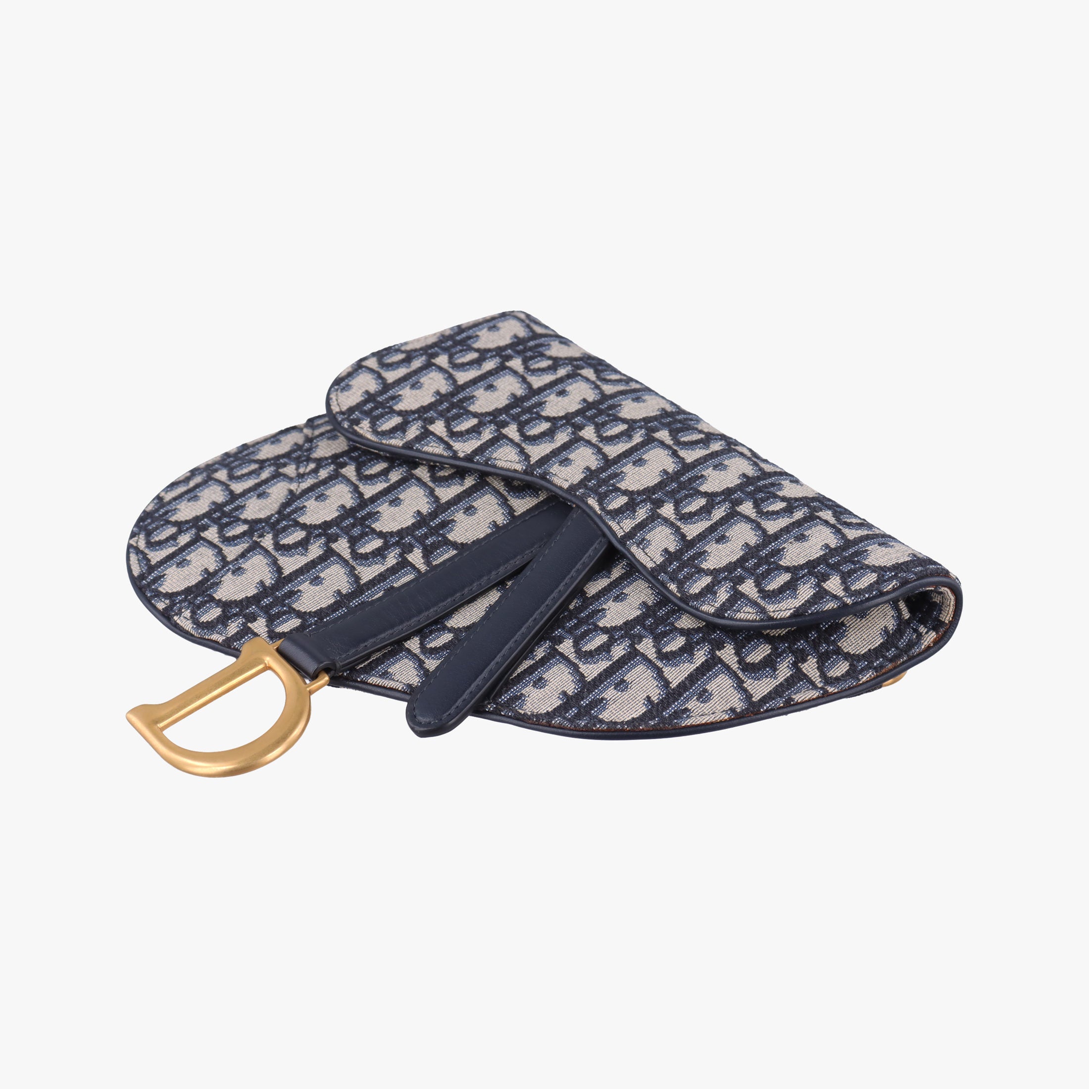 Pre-owned Christian Dior Saddlebags Gray×Navy Jacquard×Leather  bum bag/waist bag | stylenewstar