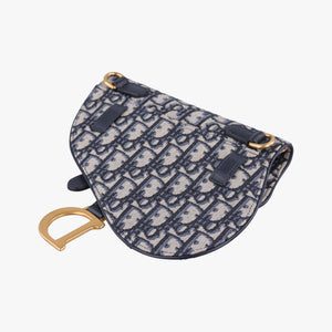 Pre-owned Christian Dior Saddlebags Gray×Navy Jacquard×Leather  bum bag/waist bag | stylenewstar