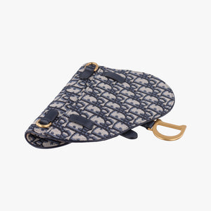 Pre-owned Christian Dior Saddlebags Gray×Navy Jacquard×Leather  bum bag/waist bag | stylenewstar