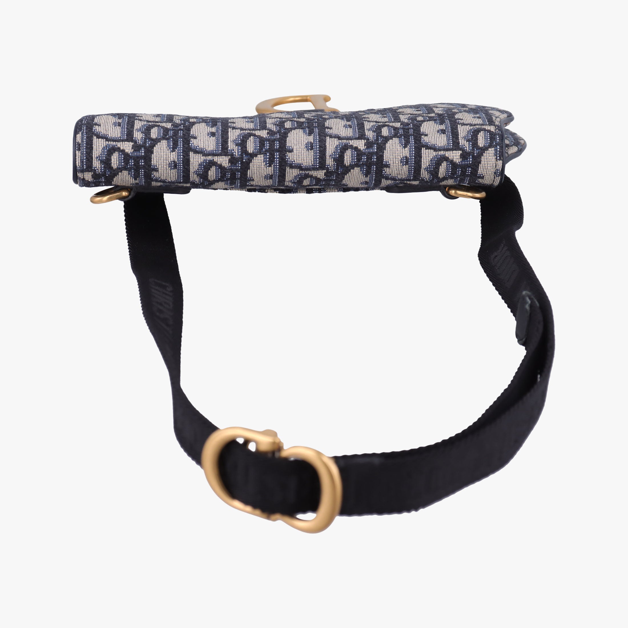 Pre-owned Christian Dior Saddlebags Gray×Navy Jacquard×Leather  bum bag/waist bag | stylenewstar