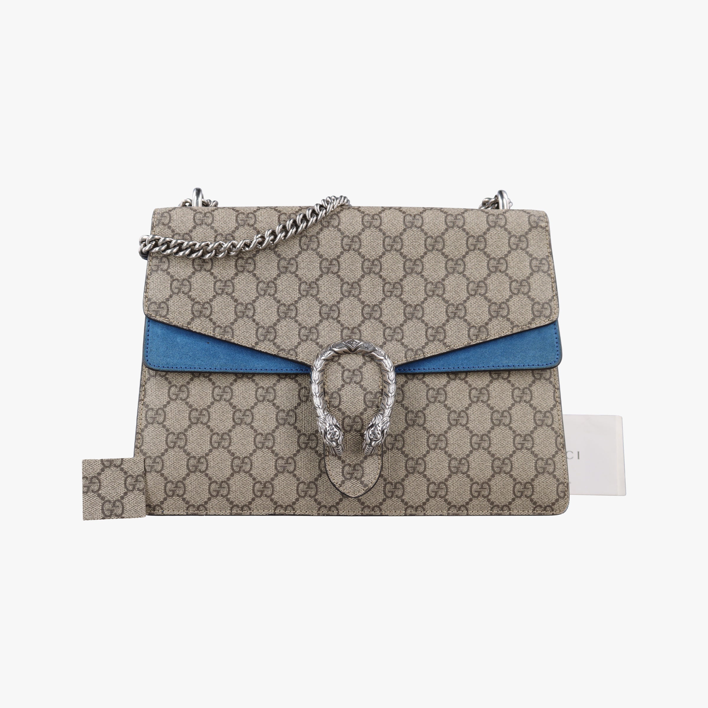 Pre-owned Gucci Dionysus beige×blue PVC coated canvas × suede 403348 shoulderbag | stylenewstar
