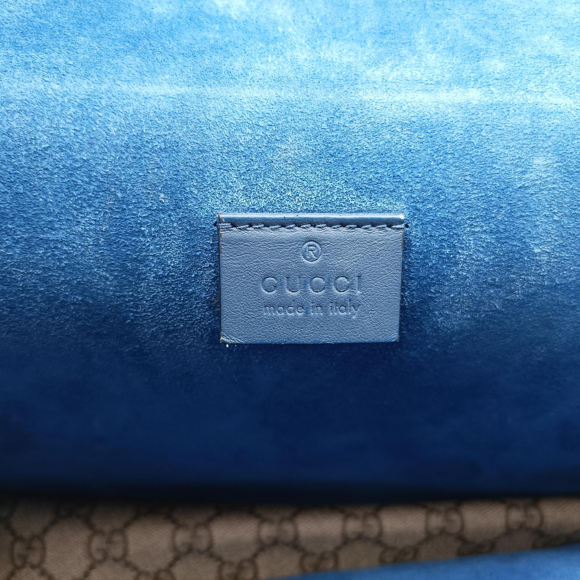 Pre-owned Gucci Dionysus beige×blue PVC coated canvas × suede 403348 shoulderbag | stylenewstar