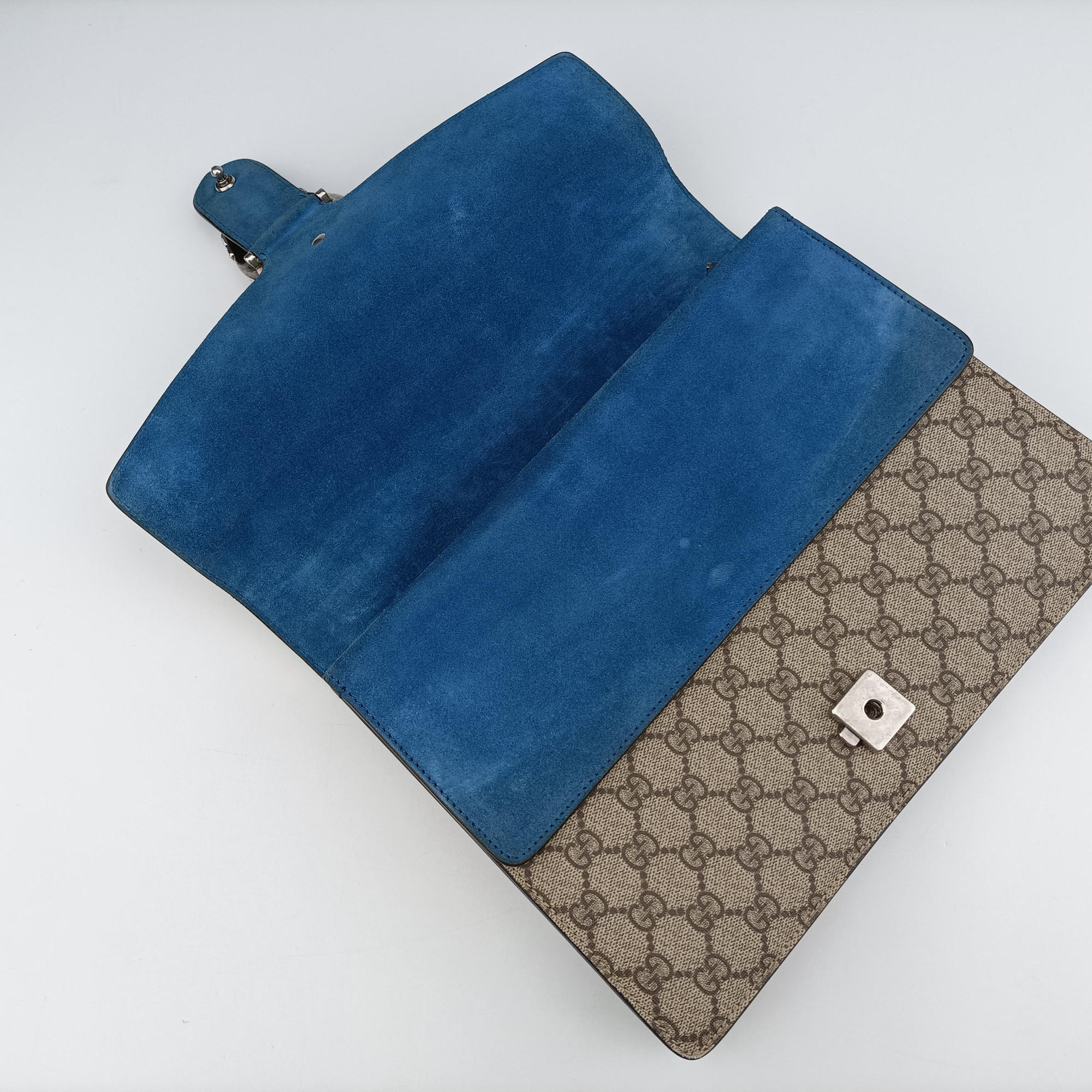 Pre-owned Gucci Dionysus beige×blue PVC coated canvas × suede 403348 shoulderbag | stylenewstar