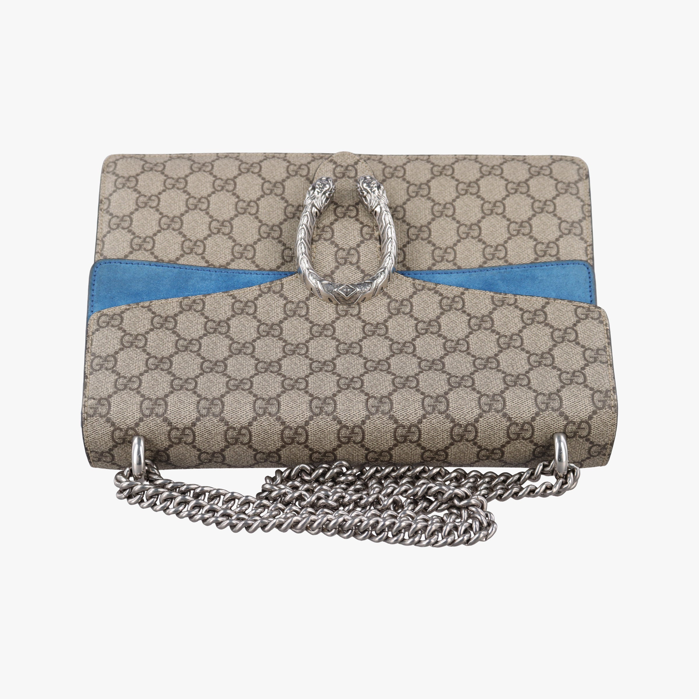 Pre-owned Gucci Dionysus beige×blue PVC coated canvas × suede 403348 shoulderbag | stylenewstar
