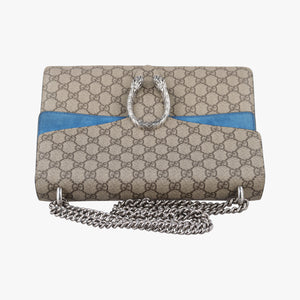 Pre-owned Gucci Dionysus beige×blue PVC coated canvas × suede 403348 shoulderbag | stylenewstar