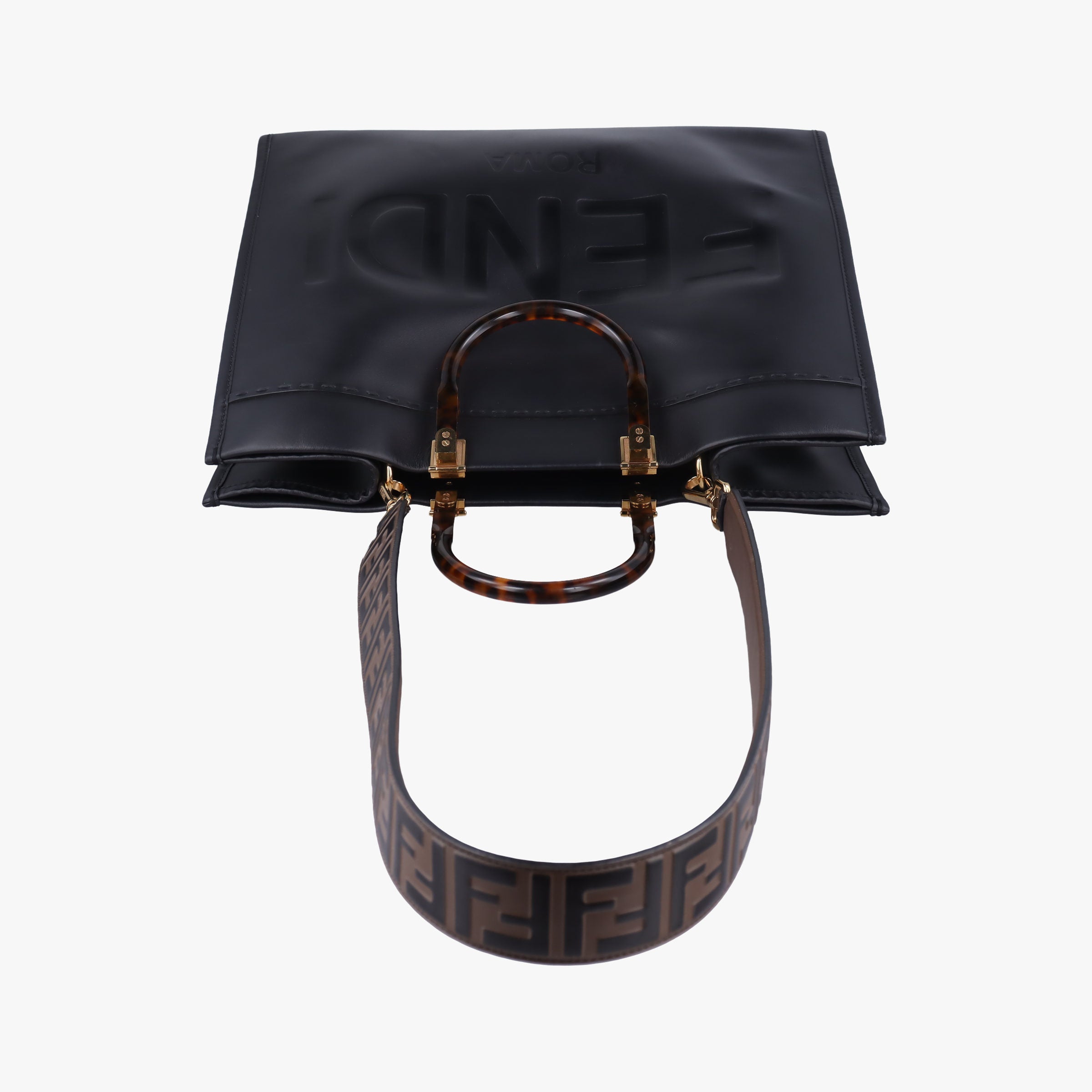 Vintage Fendi Sunshine Black Leather 8BH372 shoulderbag | stylenewstar