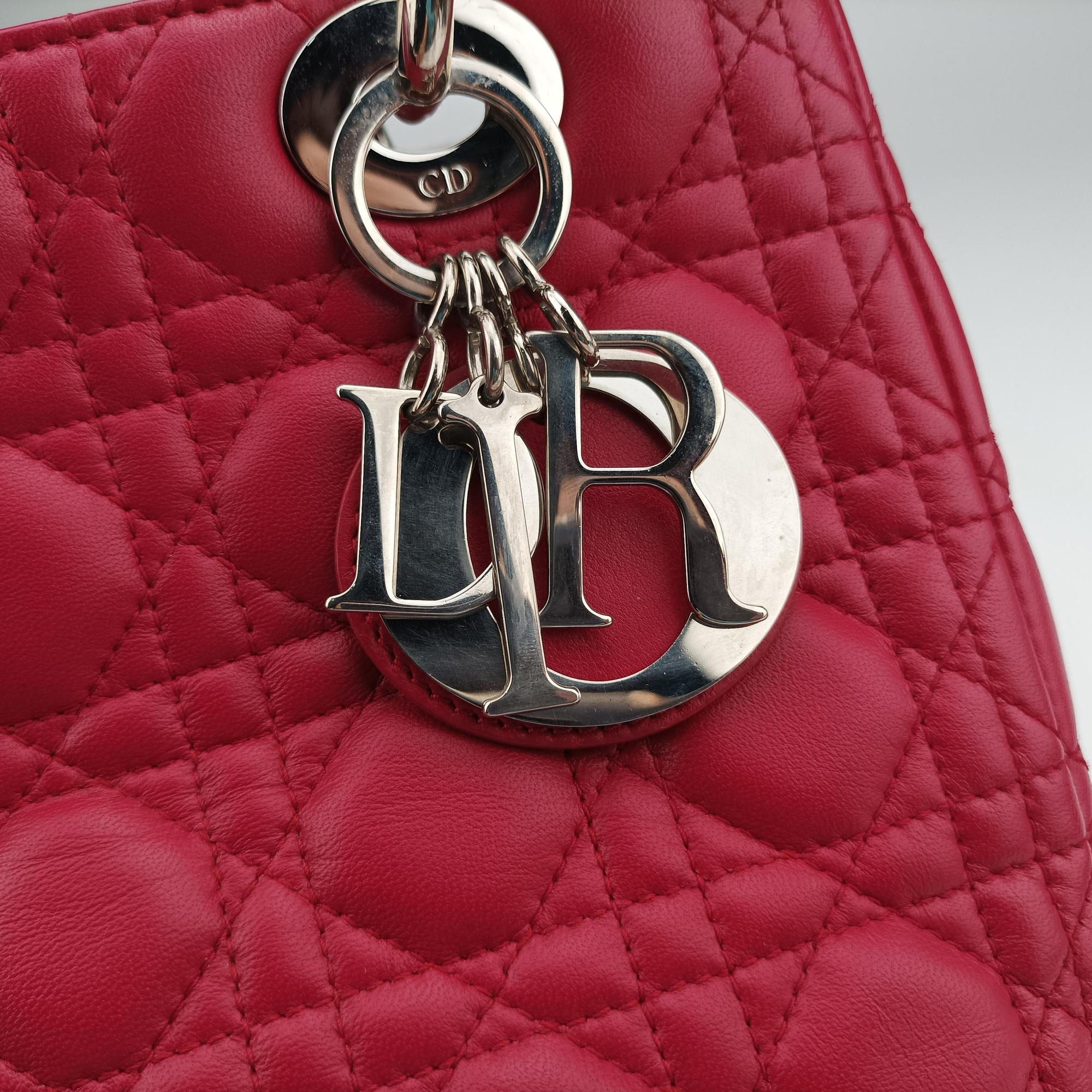Pre-owned Christian Dior Lady Dior Rose lambskin  handbag | stylenewstar