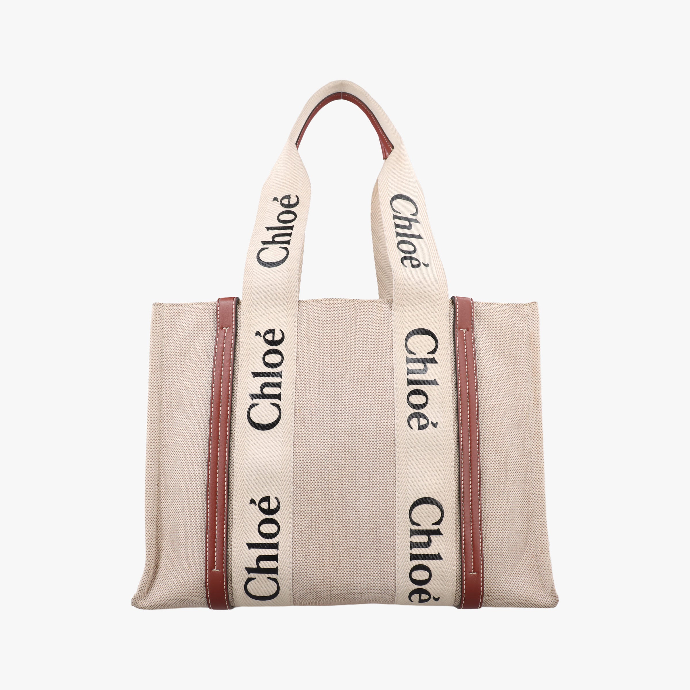 Pre-owned Chloe Woody Beige×Brown×Black canvas  handbag | stylenewstar