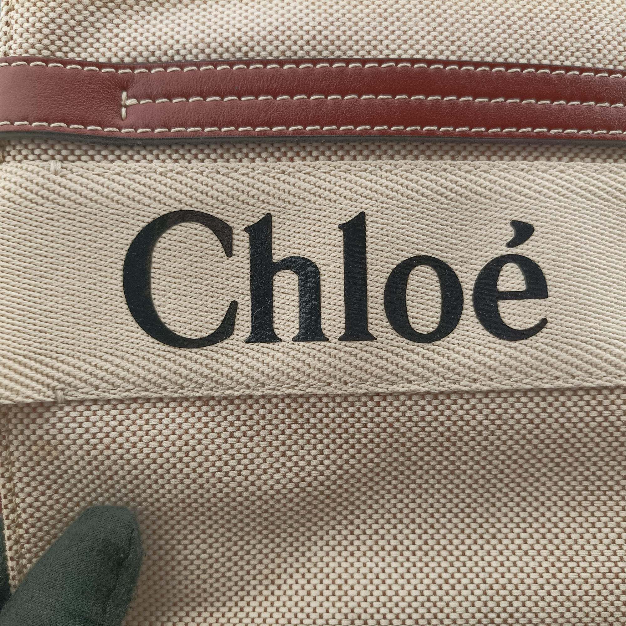 Pre-owned Chloe Woody Beige×Brown×Black canvas  handbag | stylenewstar