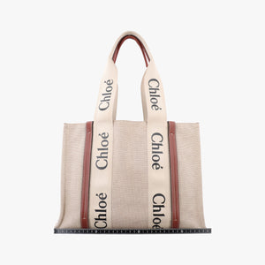 Pre-owned Chloe Woody Beige×Brown×Black canvas  handbag | stylenewstar